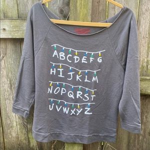 Stranger Things Gray Graphic Sweater